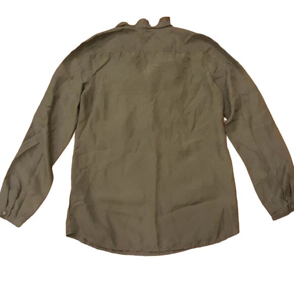 Gap silk ruffle gray blouse size medium - Picture 2 of 5